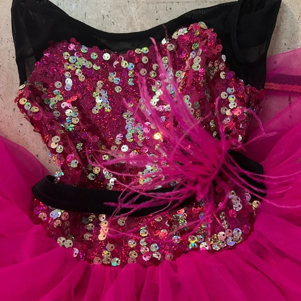 Weissman Hot Pink Tutu with Sequins Bodice Size XSC (4-5)